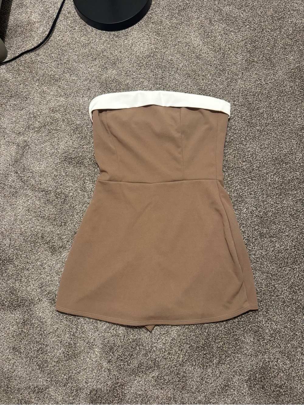 Fashion Nova Strapless Brown Dress with White Band